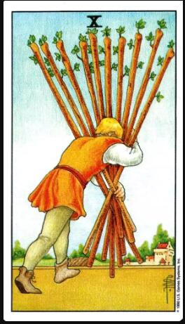 塔羅牌權杖十(逆位)