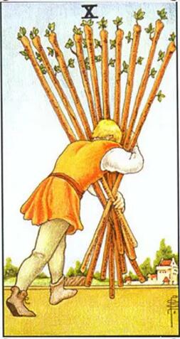 塔羅權杖十正位/逆位愛情事業財運解讀